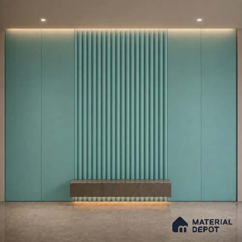 Steel Blue 10 ft x 0.6 ft (3060x180 mm) Pastel Arch Design Interior & Exterior Wall & Ceiling Panel - 17 mm | Suitable for Balcony, Facade & Open Area | Width is Subjected to 5% Variation