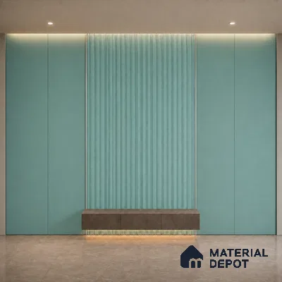 Steel Blue 10 ft x 0.5 ft (3060x150 mm) Pastel Linea Design Interior & Exterior Wall & Ceiling Panel - 15 mm | Suitable for Balcony, Facade & Open Area | Width is Subjected to 5% Variation