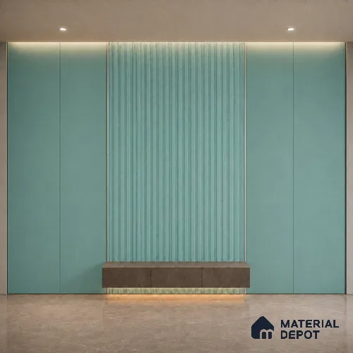 Steel Blue 10 ft x 0.5 ft (3060x150 mm) Pastel Linea Design Interior & Exterior Wall & Ceiling Panel - 15 mm | Suitable for Balcony, Facade & Open Area | Width is Subjected to 5% Variation