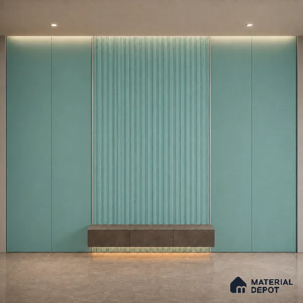 Steel Blue 10 ft x 0.5 ft (3060x150 mm) Pastel Linea Design Interior & Exterior Wall & Ceiling Panel - 15 mm | Suitable for Balcony, Facade & Open Area | Width is Subjected to 5% Variation