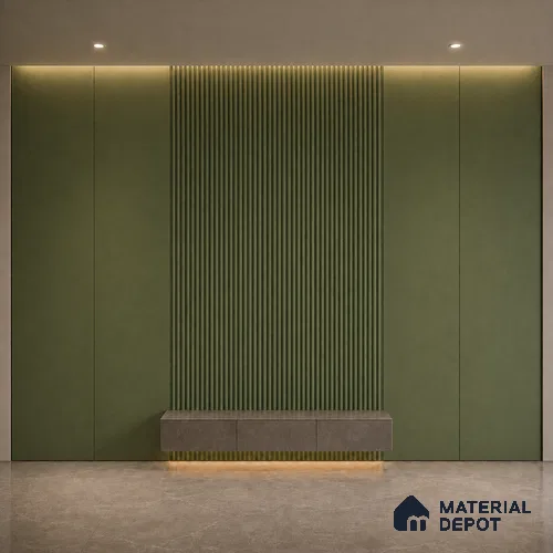 Forest Green 10 ft x 0.5 ft (3060x150 mm) Pastel Pyramid Design Interior & Exterior Wall & Ceiling Panel - 15 mm | Suitable for Balcony, Facade & Open Area | Width is Subjected to 5% Variation