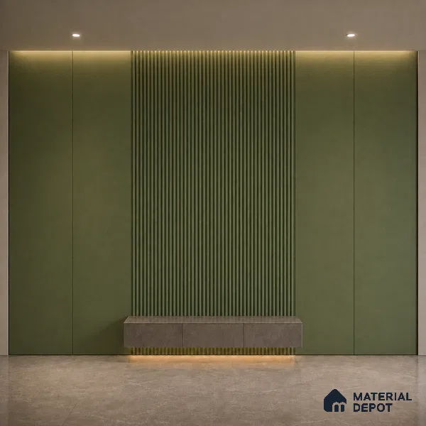 Forest Green 10 ft x 0.5 ft (3060x150 mm) Pastel Pyramid Design Interior & Exterior Wall & Ceiling Panel - 15 mm | Suitable for Balcony, Facade & Open Area | Width is Subjected to 5% Variation