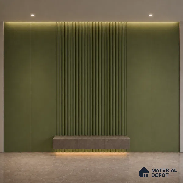 Forest Green 10 ft x 0.6 ft (3060x180 mm) Pastel Arch Design Interior & Exterior Wall & Ceiling Panel - 17 mm | Suitable for Balcony, Facade & Open Area | Width is Subjected to 5% Variation