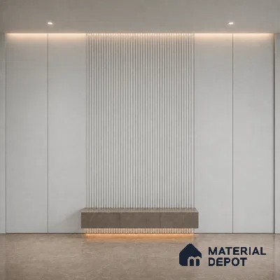 Light Grey 10 ft x 0.5 ft (3060x150 mm) Pastel Pyramid Design Interior & Exterior Wall & Ceiling Panel - 15 mm | Suitable for Balcony, Facade & Open Area | Width is Subjected to 5% Variation