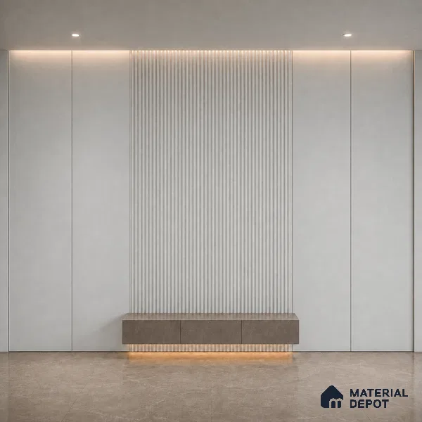 Light Grey 10 ft x 0.5 ft (3060x150 mm) Pastel Pyramid Design Interior & Exterior Wall & Ceiling Panel - 15 mm | Suitable for Balcony, Facade & Open Area | Width is Subjected to 5% Variation