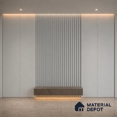Light Grey 10 ft x 0.6 ft (3060x180 mm) Pastel Arch Design Interior & Exterior Wall & Ceiling Panel - 17 mm | Suitable for Balcony, Facade & Open Area | Width is Subjected to 5% Variation