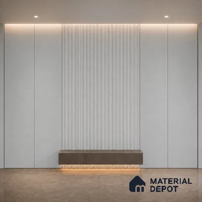 Light Grey 10 ft x 0.5 ft (3060x150 mm) Pastel Linea Design Interior & Exterior Wall & Ceiling Panel - 15 mm | Suitable for Balcony, Facade & Open Area | Width is Subjected to 5% Variation