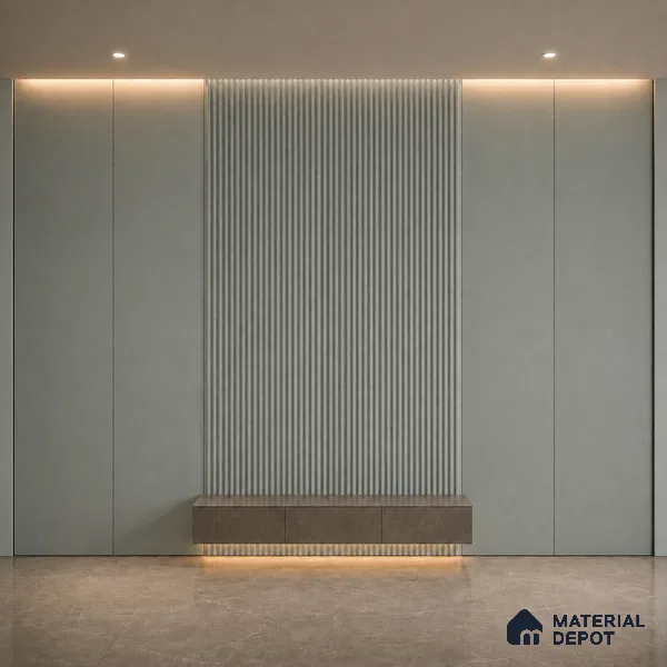 Cloud Grey 10 ft x 0.5 ft (3060x150 mm) Pastel Pyramid Design Interior & Exterior Wall & Ceiling Panel - 15 mm | Suitable for Balcony, Facade & Open Area | Width is Subjected to 5% Variation