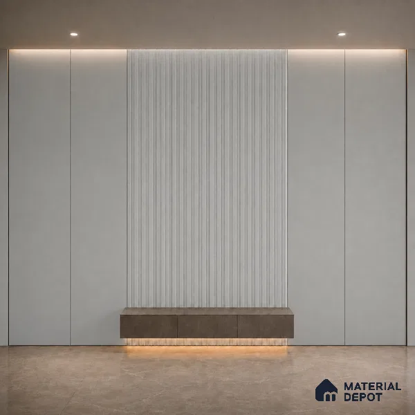 Cloud Grey 10 ft x 0.5 ft (3060x150 mm) Pastel Linea Design Interior & Exterior Wall & Ceiling Panel - 15 mm | Suitable for Balcony, Facade & Open Area | Width is Subjected to 5% Variation