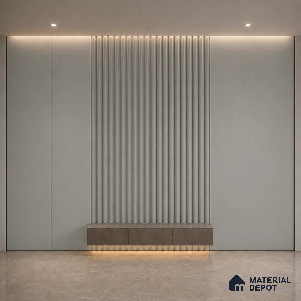 Cloud Grey 10 ft x 0.6 ft (3060x180 mm) Pastel Arch Design Interior & Exterior Wall & Ceiling Panel - 17 mm | Suitable for Balcony, Facade & Open Area | Width is Subjected to 5% Variation