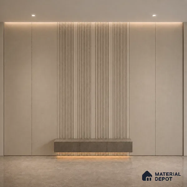 Mocha 10 ft x 0.68 ft (3060x208 mm) Curve Design Interior & Exterior Wall & Ceiling Panel - 10 mm | Suitable for Balcony, Facade & Open Area | Width is Subjected to 5% Variation