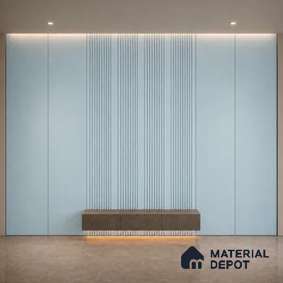 Sky Blue 10 ft x 0.68 ft (3060x208 mm) Curve Design Interior & Exterior Wall & Ceiling Panel - 10 mm | Suitable for Balcony, Facade & Open Area | Width is Subjected to 5% Variation