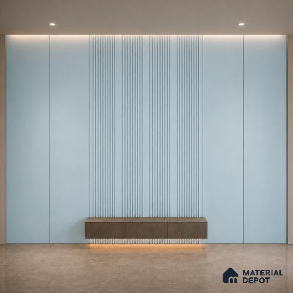 Sky Blue 10 ft x 0.68 ft (3060x208 mm) Curve Design Interior & Exterior Wall & Ceiling Panel - 10 mm | Suitable for Balcony, Facade & Open Area | Width is Subjected to 5% Variation