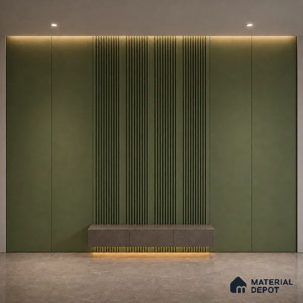 Forest Green 10 ft x 0.68 ft (3060x208 mm) Curve Design Interior & Exterior Wall & Ceiling Panel - 10 mm | Suitable for Balcony, Facade & Open Area | Width is Subjected to 5% Variation
