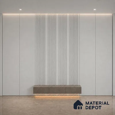 Light Grey 10 ft x 0.68 ft (3060x208 mm) Curve Design Interior & Exterior Wall & Ceiling Panel - 10 mm | Suitable for Balcony, Facade & Open Area | Width is Subjected to 5% Variation