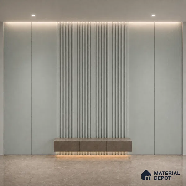 Cloud Grey 10 ft x 0.68 ft (3060x208 mm) Curve Design Interior & Exterior Wall & Ceiling Panel - 10 mm | Suitable for Balcony, Facade & Open Area | Width is Subjected to 5% Variation