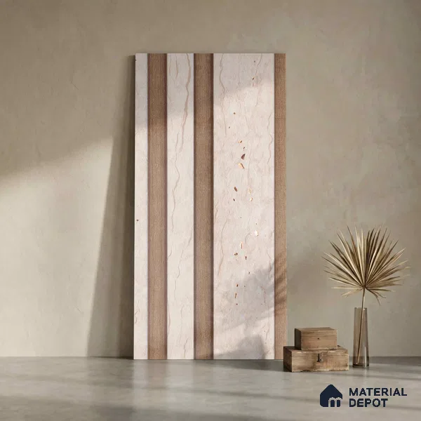 Cream Stone Look PN 00834 9.5 ft x 4.7 inch Charcoal Panel - 12 mm | Suitable for Feature Wall, TV Unit & Living Room | Width is Subjected to 5% Variation