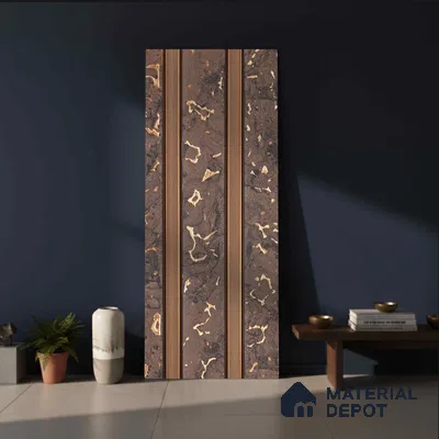 Brown Marble Look PN 03557 9.5 ft x 4.8 inch Charcoal Panel - 11 mm | Suitable for Feature Wall, TV Unit & Living Room | Width is Subjected to 5% Variation