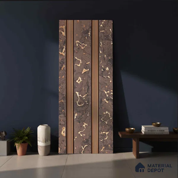 Brown Marble Look PN 03557 9.5 ft x 4.8 inch Charcoal Panel - 11 mm | Suitable for Feature Wall, TV Unit & Living Room | Width is Subjected to 5% Variation