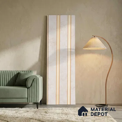 Beige Rustic Louver PN 04078 9.5 ft x 4.9 inch Charcoal Panel - 12 mm | Suitable for Feature Wall, TV Unit & Living Room | Width is Subjected to 5% Variation