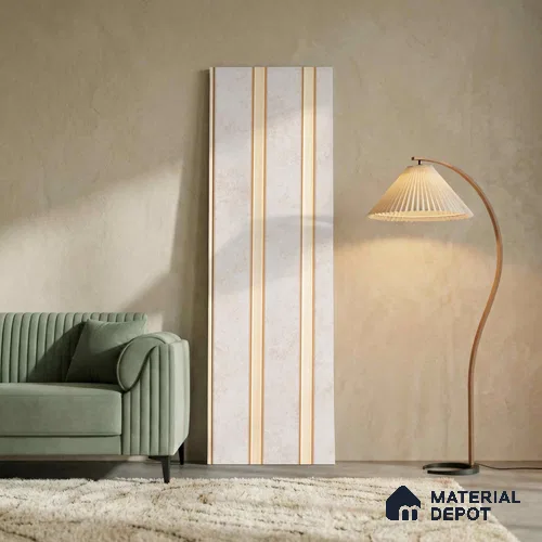 Beige Rustic Louver PN 04078 9.5 ft x 4.9 inch Charcoal Panel - 12 mm | Suitable for Feature Wall, TV Unit & Living Room | Width is Subjected to 5% Variation
