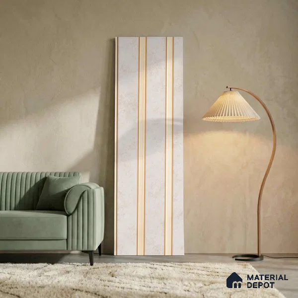 Beige Rustic Louver PN 04078 9.5 ft x 4.9 inch Charcoal Panel - 12 mm | Suitable for Feature Wall, TV Unit & Living Room | Width is Subjected to 5% Variation