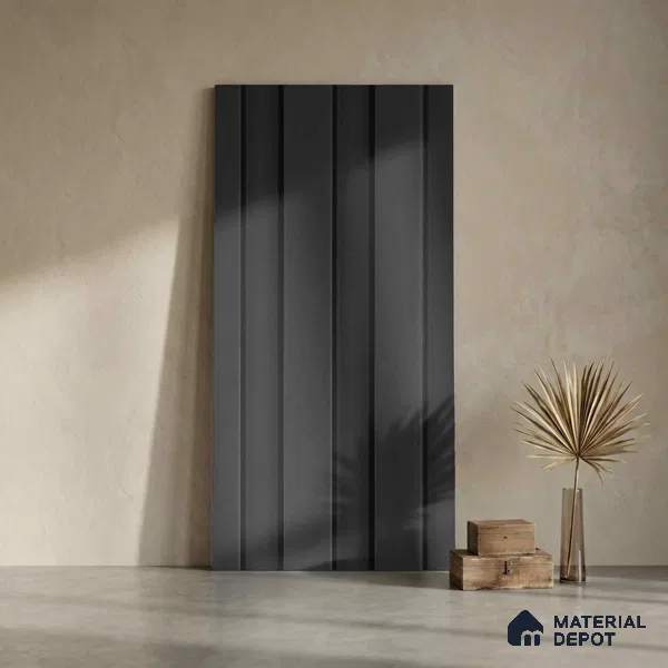 Black Plain Colour Look PN 04648 9.5 ft x 4.7 inch Charcoal Panel - 12 mm | Suitable for Feature Wall, TV Unit & Living Room | Width is Subjected to 5% Variation
