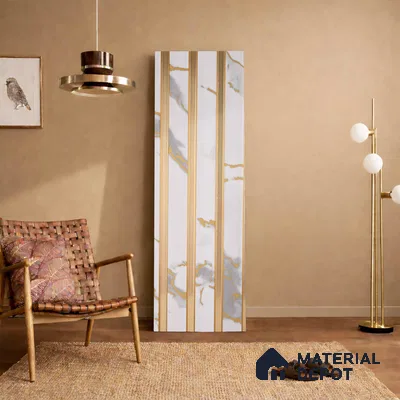 White Marble Look PN 05770 9.5 ft x 7.8 inch Charcoal Panel - 12 mm | Suitable for Feature Wall, TV Unit & Living Room | Width is Subjected to 5% Variation