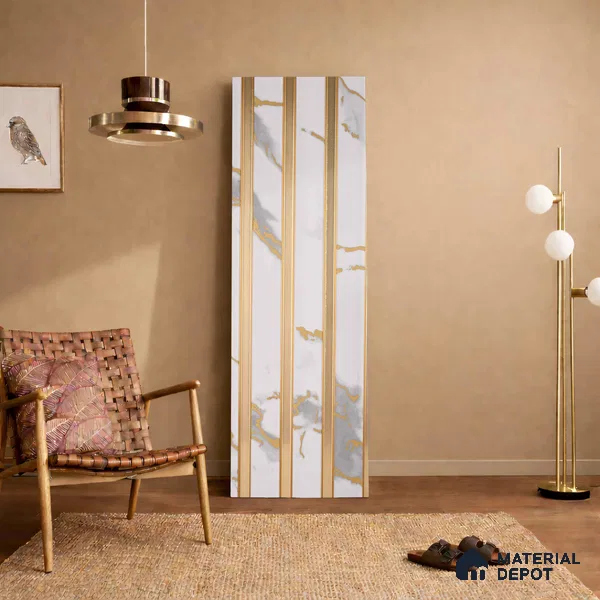 White Marble Look PN 05770 9.5 ft x 7.8 inch Charcoal Panel - 12 mm | Suitable for Feature Wall, TV Unit & Living Room | Width is Subjected to 5% Variation