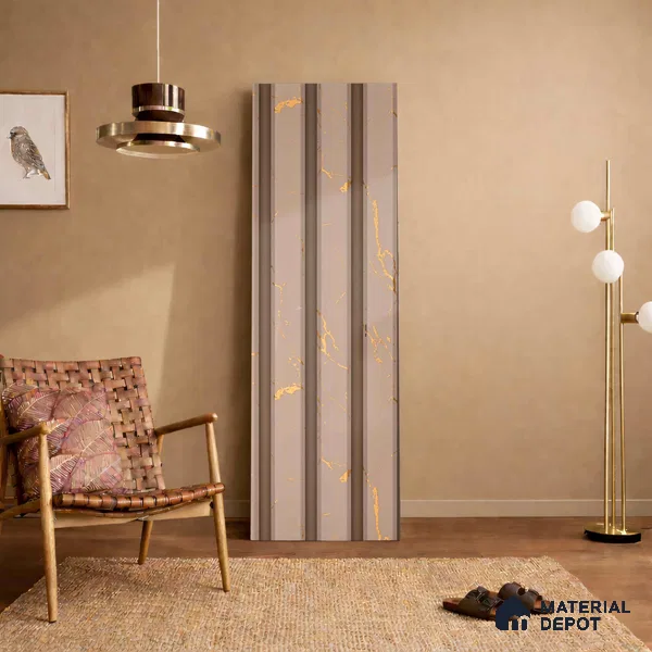 Beige Marble Look PN 06155 9.5 ft x 7.8 inch Charcoal Panel - 12 mm | Suitable for Feature Wall, TV Unit & Living Room | Width is Subjected to 5% Variation