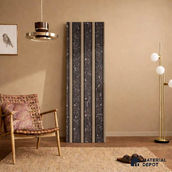 Brown Marble Look PN 06161 9.5 ft x 7.8 inch Charcoal Panel - 12 mm | Suitable for Feature Wall, TV Unit & Living Room | Width is Subjected to 5% Variation