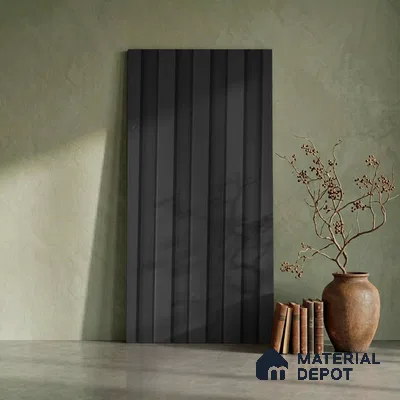 Black Plain Colour Look PN 06239 9.5 ft x 4.7 inch Charcoal Panel - 12 mm | Suitable for Feature Wall, TV Unit & Living Room | Width is Subjected to 5% Variation