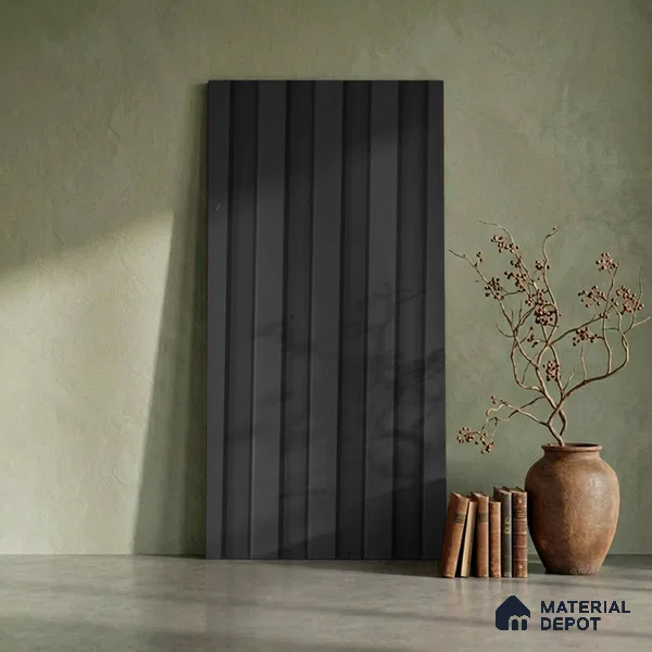 Black Plain Colour Look PN 06239 9.5 ft x 4.7 inch Charcoal Panel - 12 mm | Suitable for Feature Wall, TV Unit & Living Room | Width is Subjected to 5% Variation