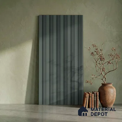 Green Plain Colour Louver PN 06447 9.5 ft x 4.7 inch Charcoal Panel - 12 mm | Suitable for Feature Wall, TV Unit & Living Room | Width is Subjected to 5% Variation