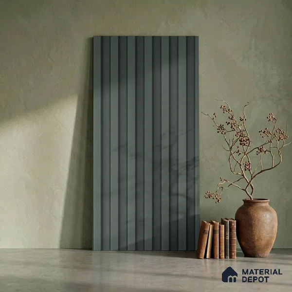 Green Plain Colour Louver PN 06447 9.5 ft x 4.7 inch Charcoal Panel - 12 mm | Suitable for Feature Wall, TV Unit & Living Room | Width is Subjected to 5% Variation
