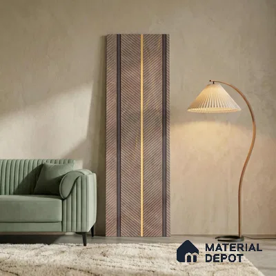 Brown Geometric Look PN 02341 9.5 ft x 8 inch Charcoal Panel - 8 mm | Suitable for Feature Wall, TV Unit & Living Room | Width is Subjected to 5% Variation