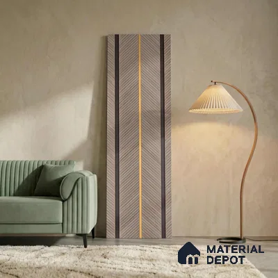 Grey Geometric Look PN 02344 9.5 ft x 8 inch Charcoal Panel - 8 mm | Suitable for Feature Wall, TV Unit & Living Room | Width is Subjected to 5% Variation
