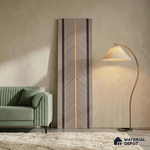 Grey Geometric Look PN 02344 9.5 ft x 8 inch Charcoal Panel - 8 mm | Suitable for Feature Wall, TV Unit & Living Room | Width is Subjected to 5% Variation