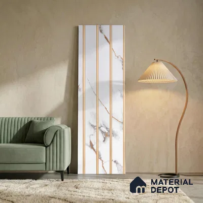 White Marble Look PN 03013 9.5 ft x 6 inch Charcoal Panel - 10 mm | Suitable for Feature Wall, TV Unit & Living Room | Width is Subjected to 5% Variation