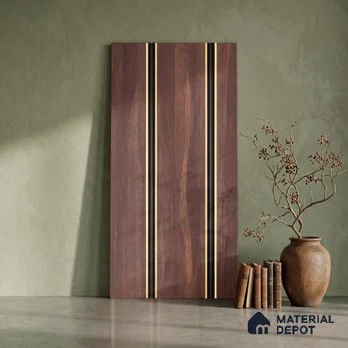 Brown Wooden Louver PN 03017 8 ft x 4.9 inch Charcoal Panel - 8 mm | Suitable for Feature Wall, TV Unit & Living Room | Width is Subjected to 5% Variation