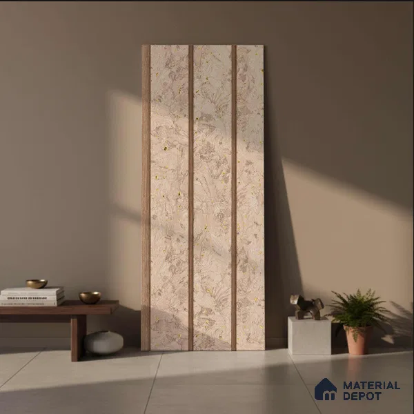 Cream Fabric Look PN 03019 8 ft x 4.9 inch Charcoal Panel - 8 mm | Suitable for Feature Wall, TV Unit & Living Room | Width is Subjected to 5% Variation