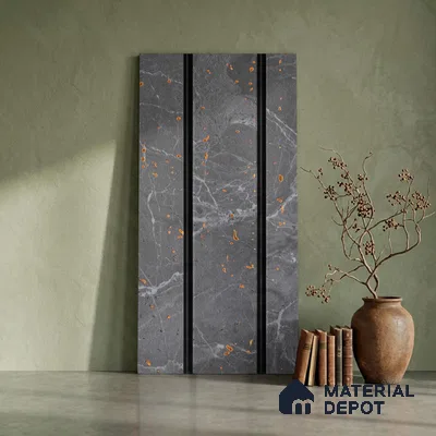 Grey Marble Look PN 03020 8 ft x 4.9 inch Charcoal Panel - 8 mm | Suitable for Feature Wall, TV Unit & Living Room | Width is Subjected to 5% Variation