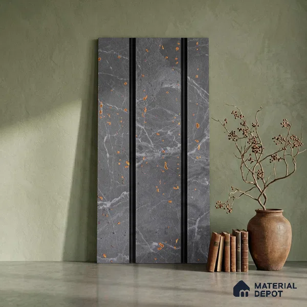 Grey Marble Look PN 03020 8 ft x 4.9 inch Charcoal Panel - 8 mm | Suitable for Feature Wall, TV Unit & Living Room | Width is Subjected to 5% Variation