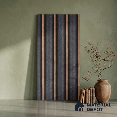 Wooden Look PN 03026 8 ft x 4.9 inch Charcoal Panel - 8 mm | Suitable for Feature Wall, TV Unit & Living Room | Width is Subjected to 5% Variation