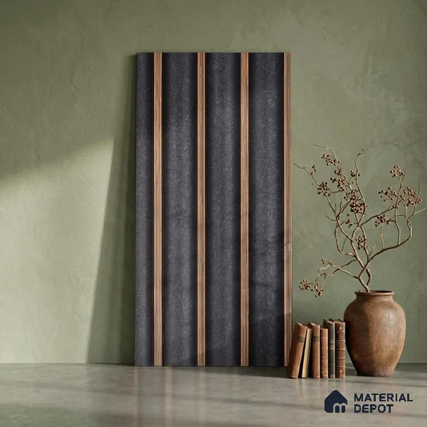 Wooden Look PN 03026 8 ft x 4.9 inch Charcoal Panel - 8 mm | Suitable for Feature Wall, TV Unit & Living Room | Width is Subjected to 5% Variation