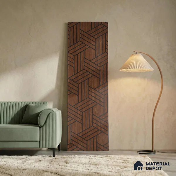 Wenge Geometric Look PN 03244 8 ft x 7 inch Charcoal Panel - 8 mm | Suitable for Feature Wall, TV Unit & Living Room | Width is Subjected to 5% Variation