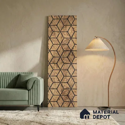 Gold Patterned Louver PN 03247 8 ft x 7 inch Charcoal Panel - 8 mm | Suitable for Feature Wall, TV Unit & Living Room | Width is Subjected to 5% Variation