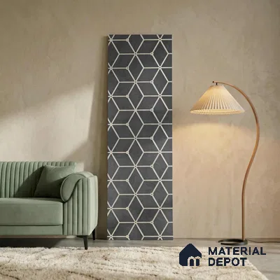 Grey Geometric Look PN 03248 8 ft x 7 inch Charcoal Panel - 8 mm | Suitable for Feature Wall, TV Unit & Living Room | Width is Subjected to 5% Variation