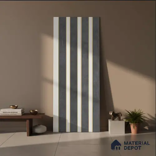 Grey Wooden Louver PN 03248 B 8 ft x 4.9 inch Charcoal Panel - 8 mm | Suitable for Feature Wall, TV Unit & Living Room | Width is Subjected to 5% Variation