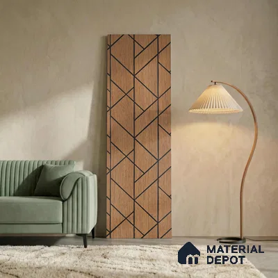 Brown Geometric Look PN 03249 8 ft x 7 inch Charcoal Panel - 8 mm | Suitable for Feature Wall, TV Unit & Living Room | Width is Subjected to 5% Variation